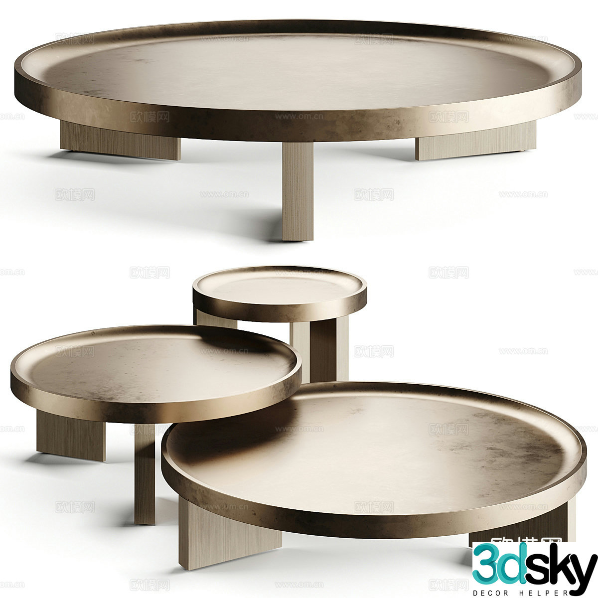Modern Italian light luxury Minotti LOUVER Metal coffee table 3D model