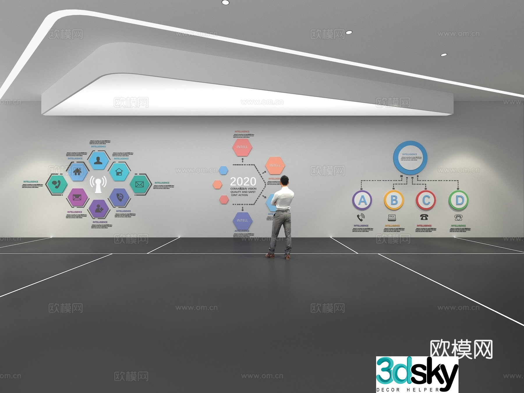 Cultural wall Corporate culture wall Display wall Education Exhibition hall Campus culture Corridor 3D model