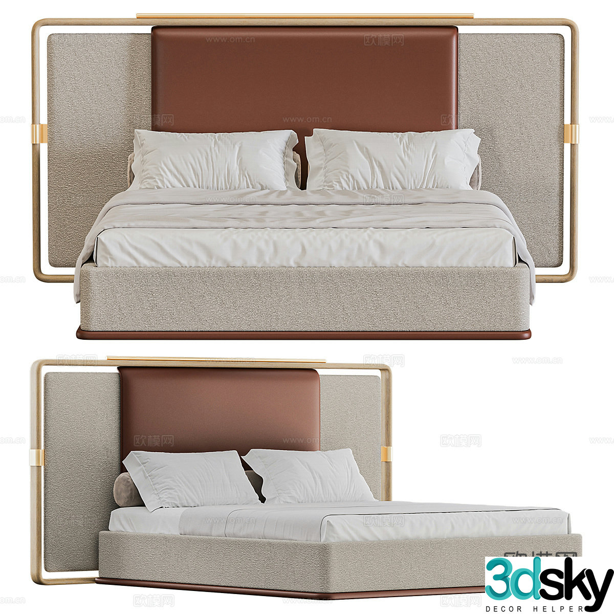 New Chinese style Vittoria Frigerio fabric double bed 3D model