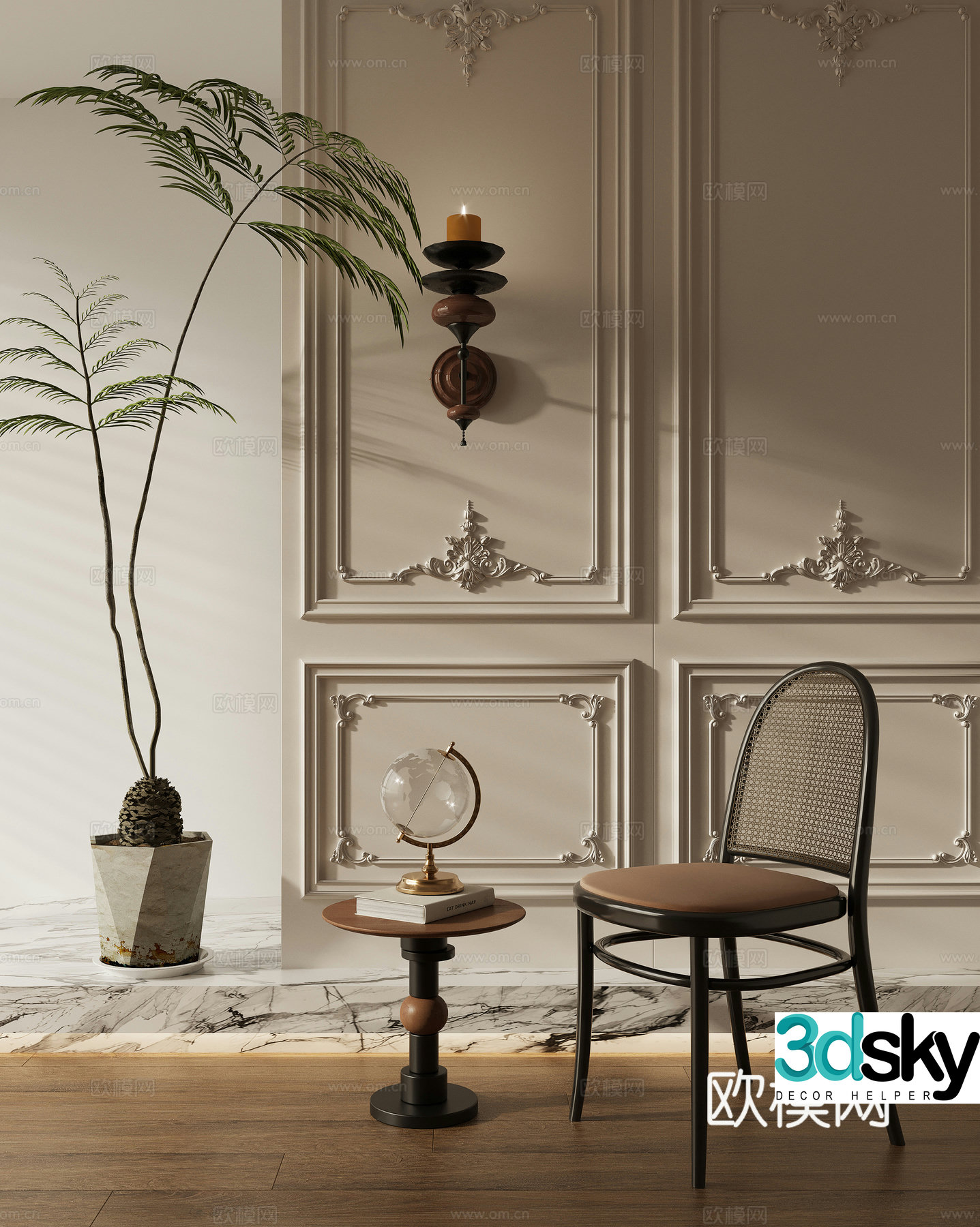 French medieval dining chair single chair 3d model