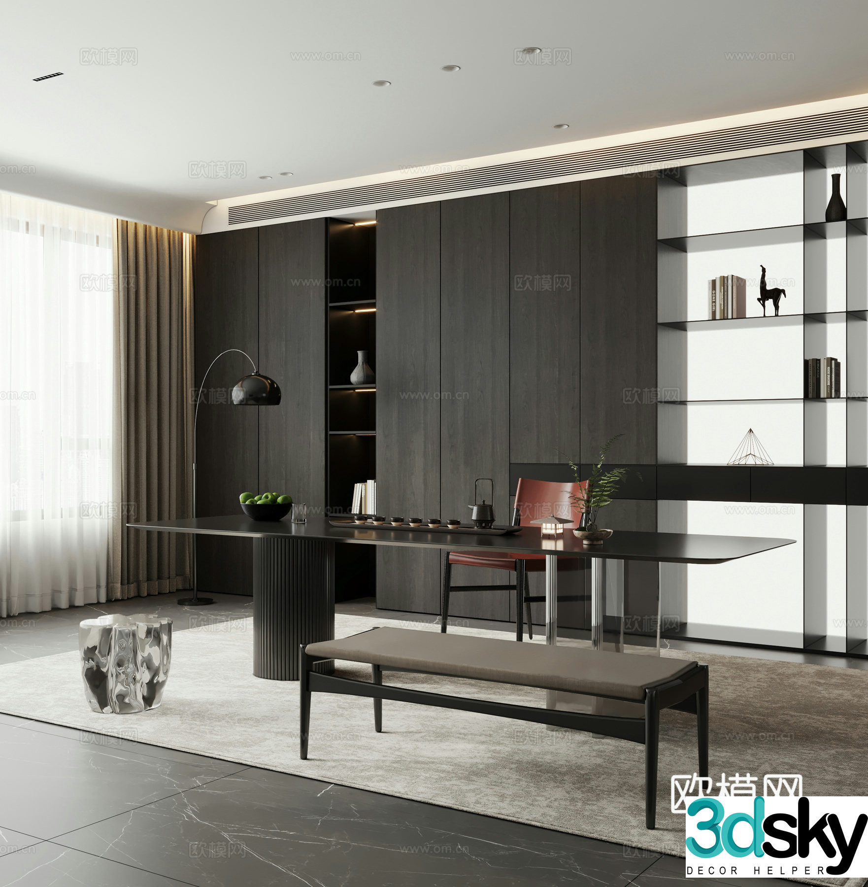 Modern Italian tea room Club tea room Office tea room Villa tea room 3d model