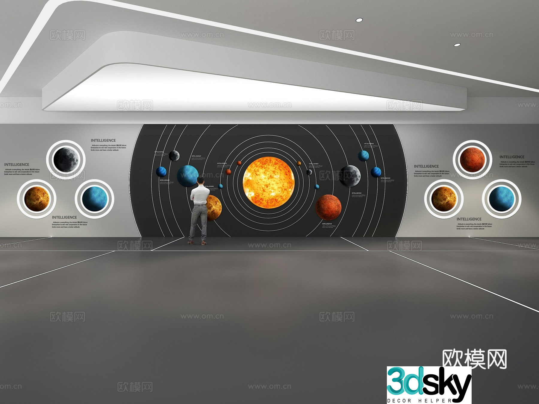 Cultural Wall Galaxy Culture Wall Display Wall Classroom Exhibition Hall Campus Culture Corridor 3D Model