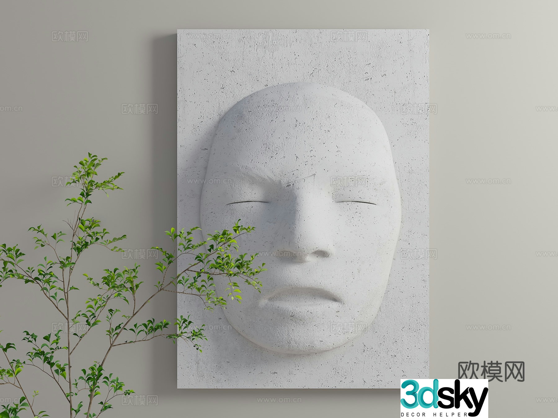 Human face pendant gypsum avatar decoration wall decoration pendant avatar wall decoration 3D model