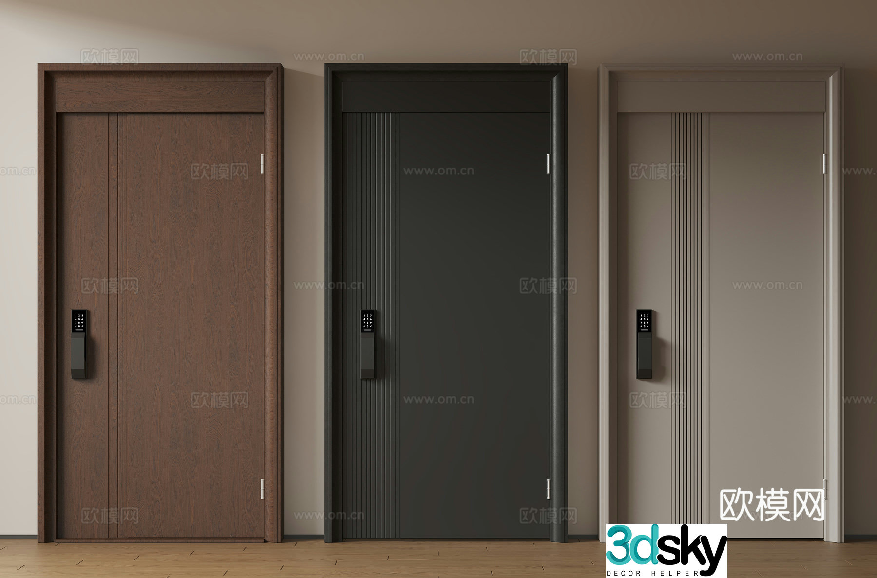 Modern minimalist entrance door medieval security door single opening door mother and child door main door password door 3D model