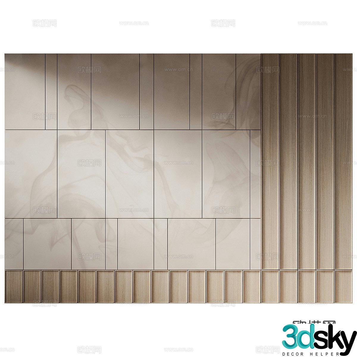 New Chinese style living room sofa background wall 3d model
