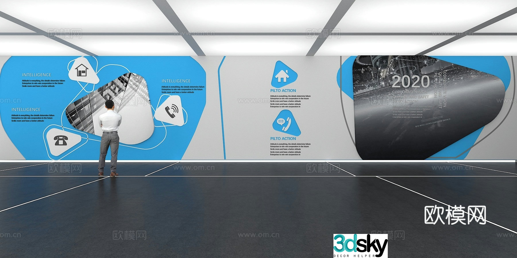 Cultural wall Corporate culture wall Display wall Classroom Exhibition hall Campus culture Corridor 3D model