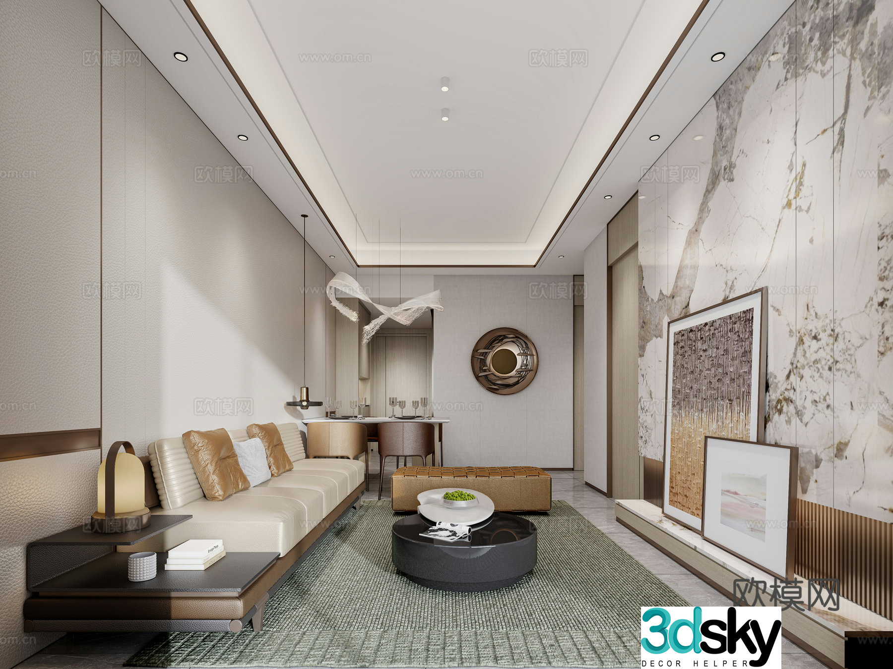 Small living and dining room 3D model