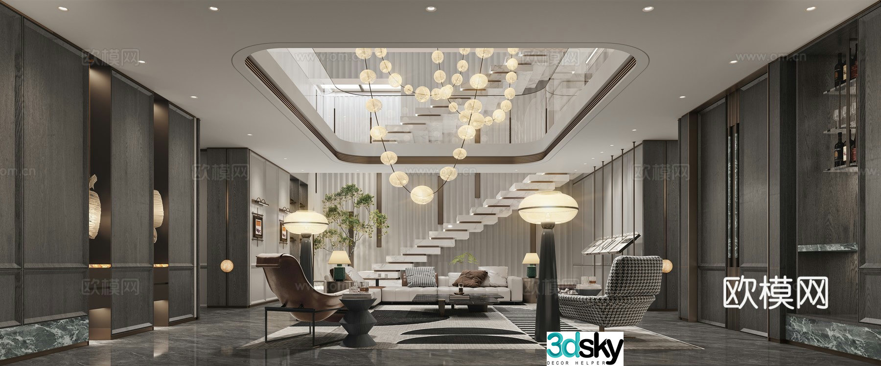 Modern light luxury reception room 3D model