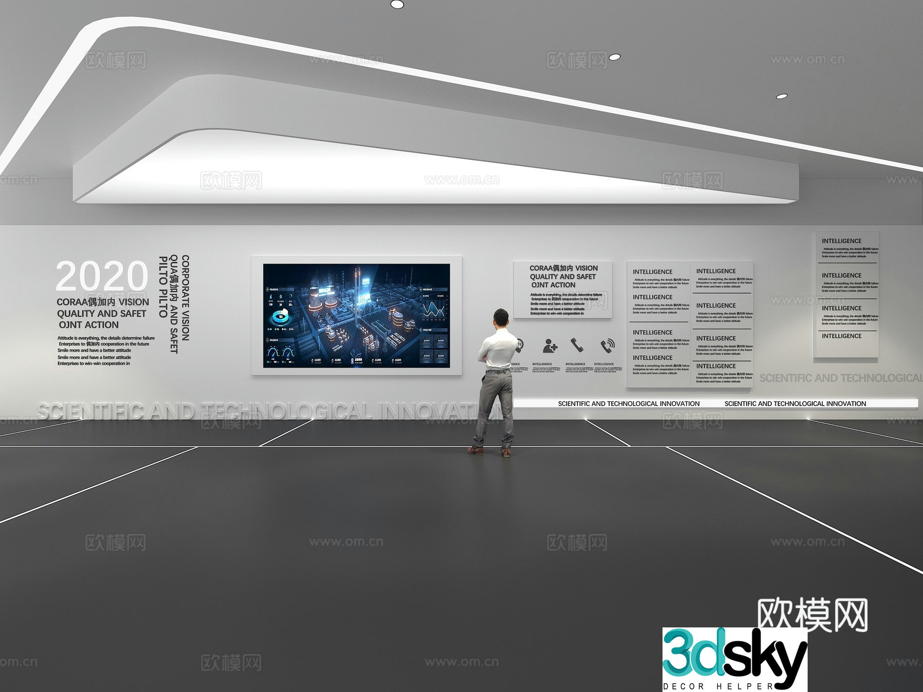 Cultural wall Corporate culture wall Display wall Theme wall Exhibition hall Campus culture Corridor 3D model