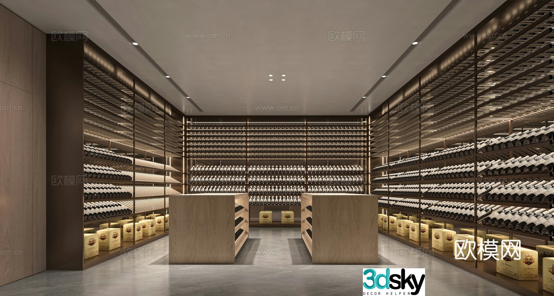Modern villa wine cellar area 3D model