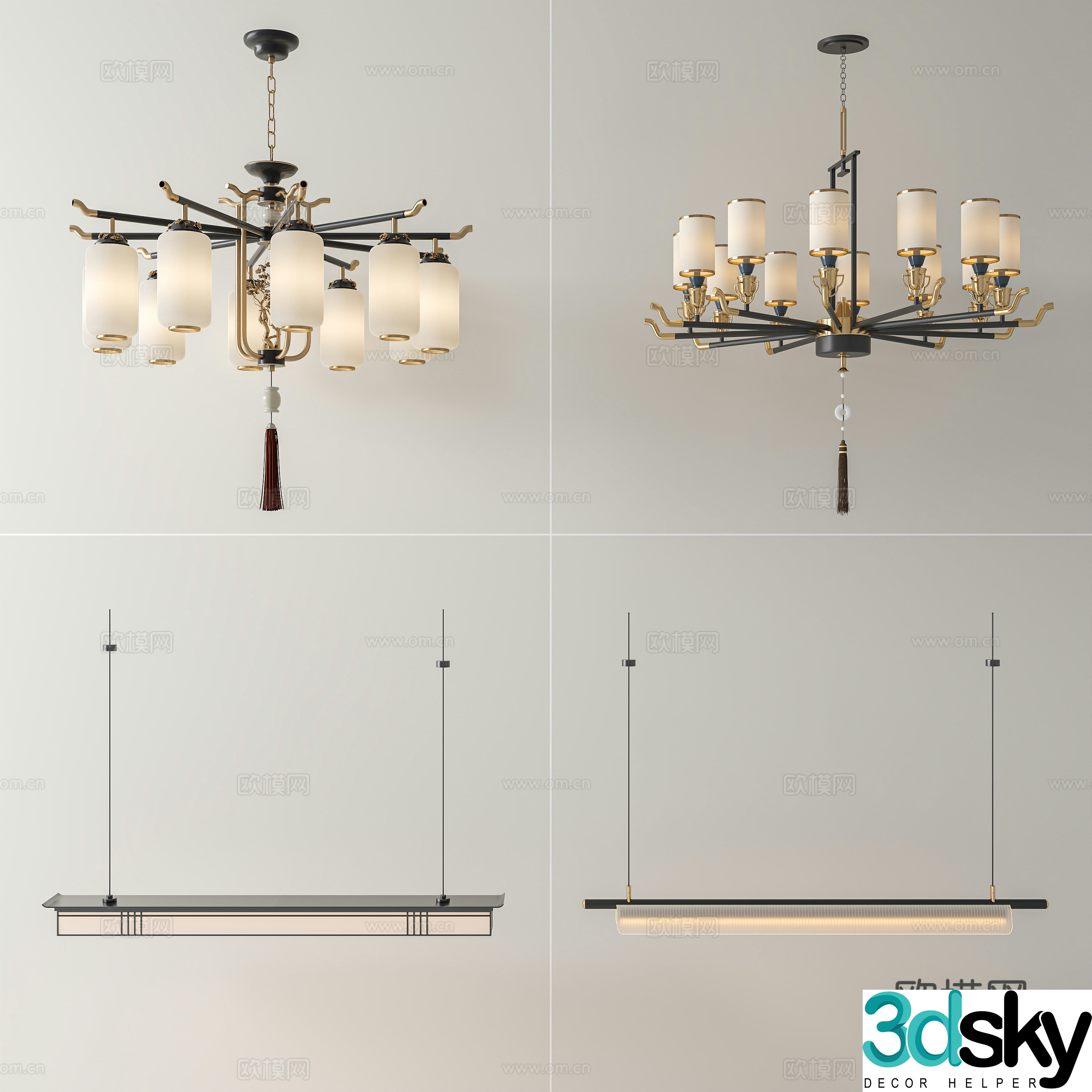 New Chinese style Chinese chandeliers New Chinese style study chandeliers New Chinese style living room chandeliers New Chinese style restaurant 3D model