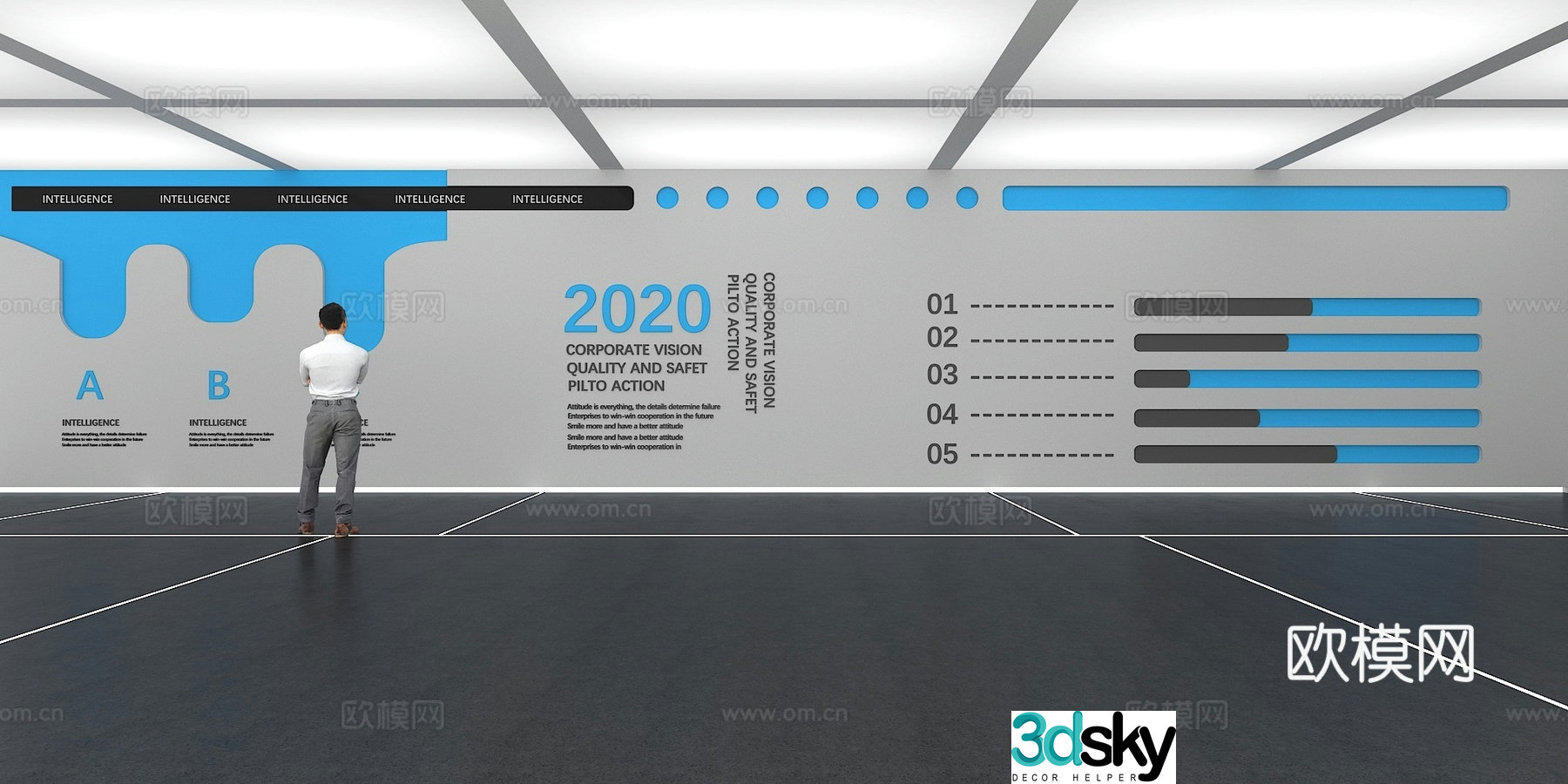 Cultural wall Corporate culture wall Display wall Classroom Exhibition hall Campus culture Corridor 3D model