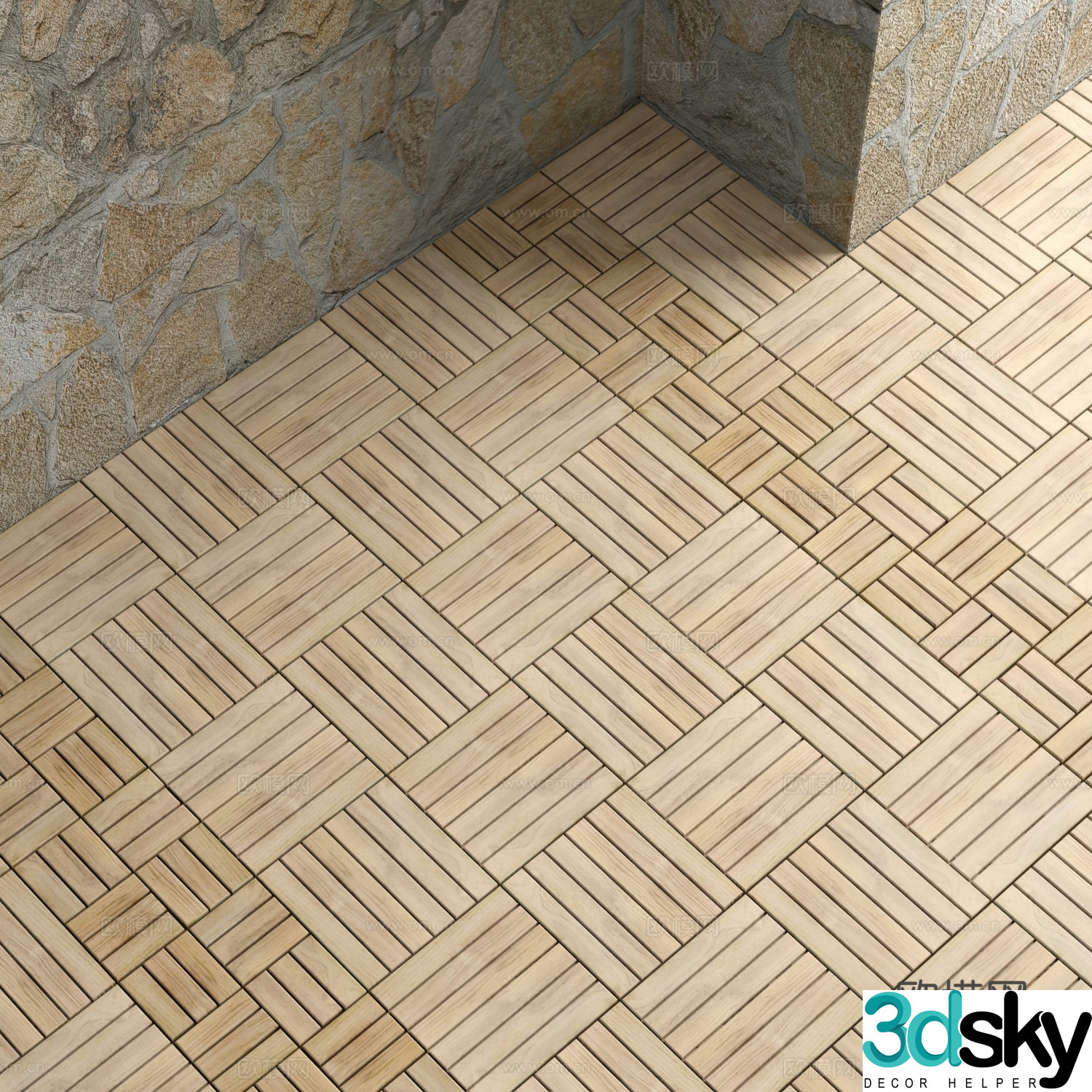 Wasabi Wood Floor Solid Wood Floor Tiles Wood Grain Brick Art Floor Decorative Wood Floor Garden Wood 3D Model