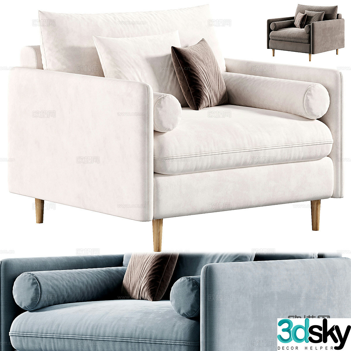 Sofa coffee table combination 3D model