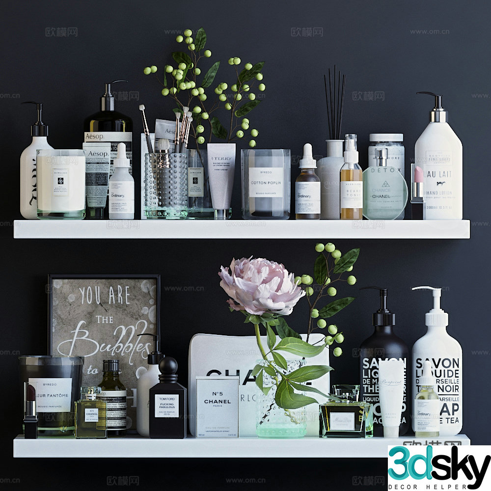 3D model of toiletries