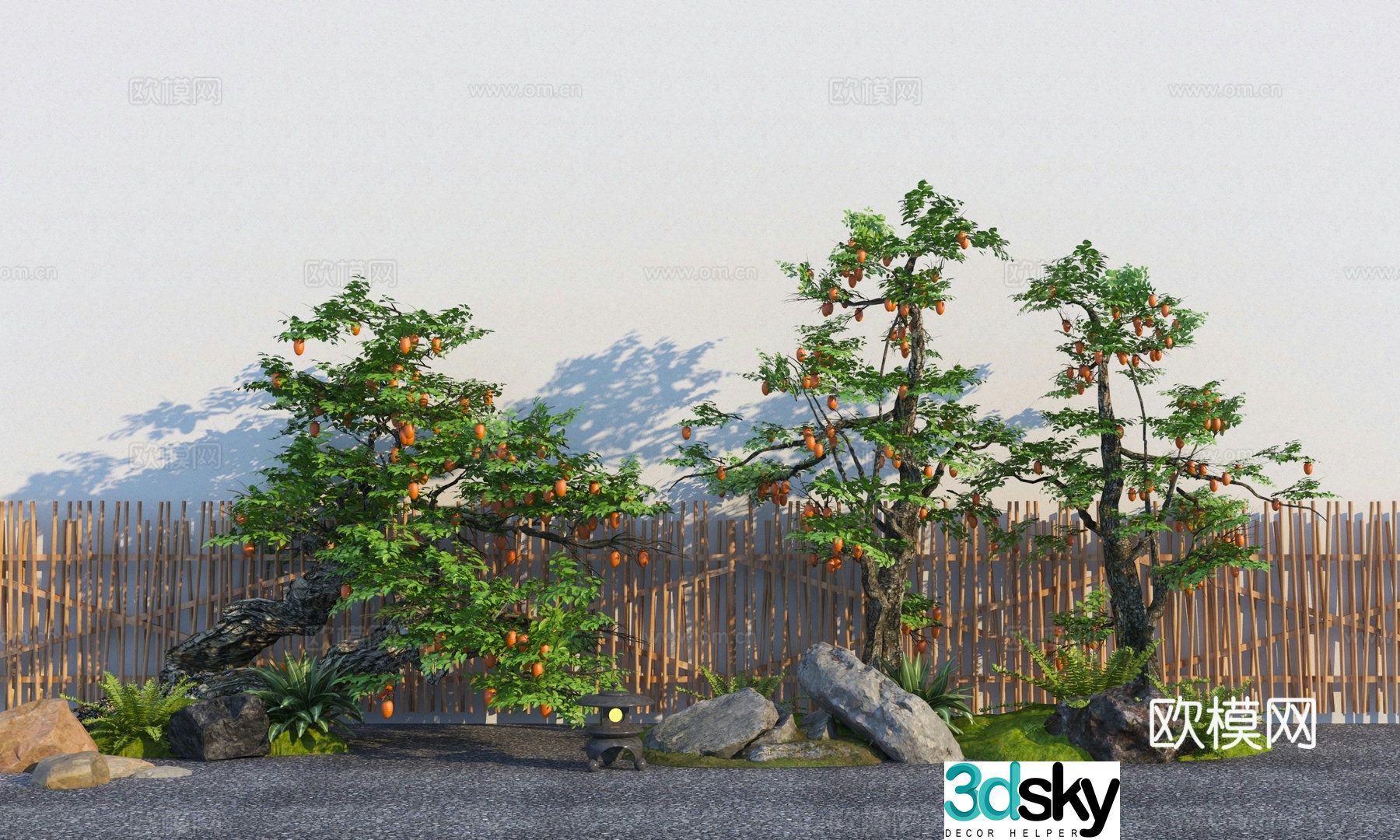 Modern tree garden old pile fruit tree 3d model