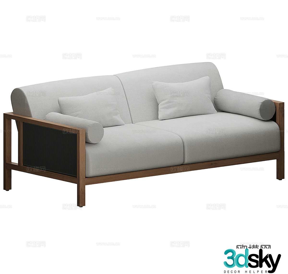 Simple double sofa fabric double sofa courtyard sofa casual sofa outdoor sofa 3d model