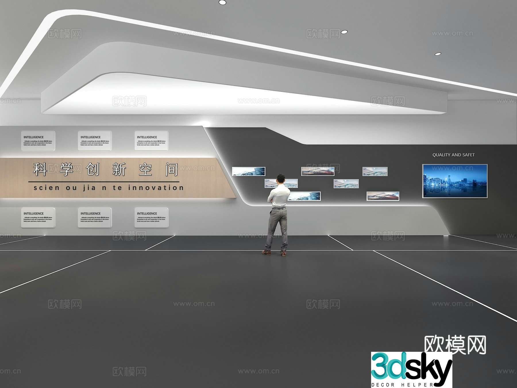 Cultural wall Corporate culture wall Display wall Theme wall Exhibition hall Campus culture Corridor 3D model