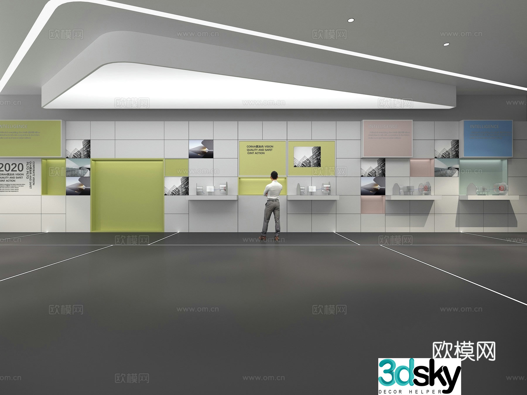 Cultural wall Corporate culture wall Display wall Theme wall Exhibition hall Campus culture Corridor 3D model
