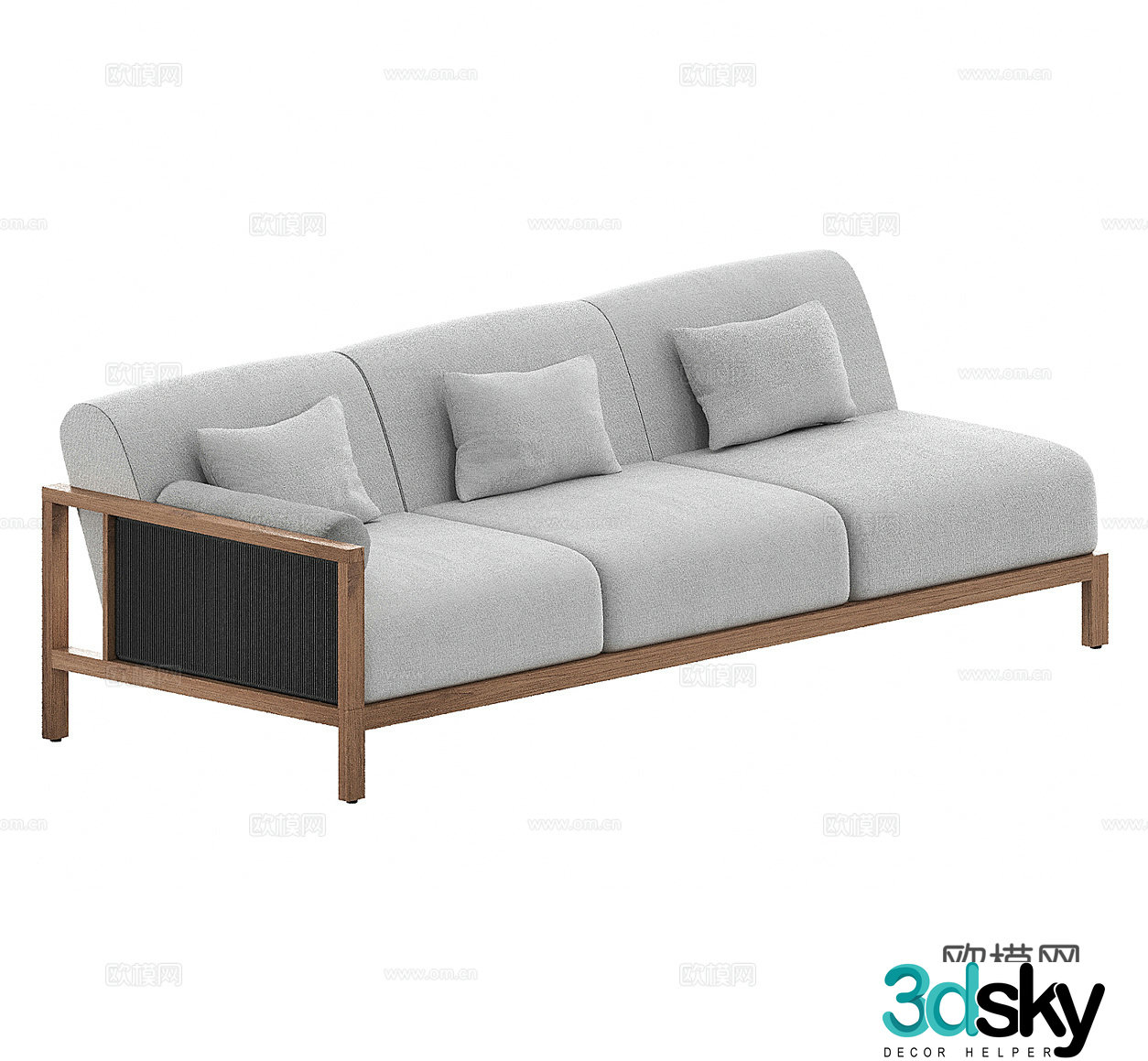 Simple three-person sofa fabric three-person sofa courtyard sofa casual sofa outdoor sofa folk 3D model