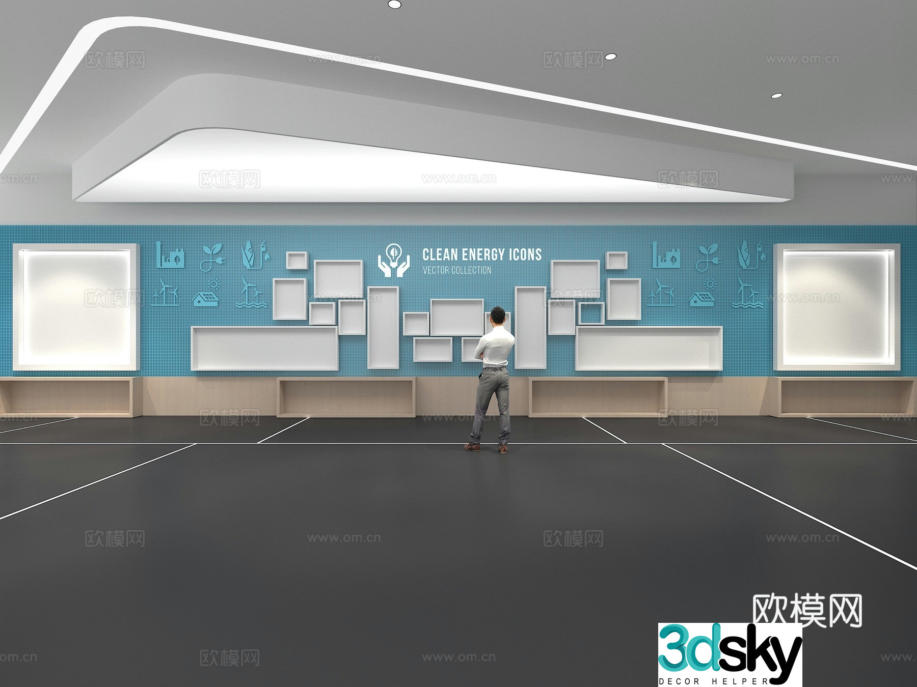 Cultural wall Corporate culture wall Display wall Theme wall Exhibition hall Campus culture Corridor 3D model