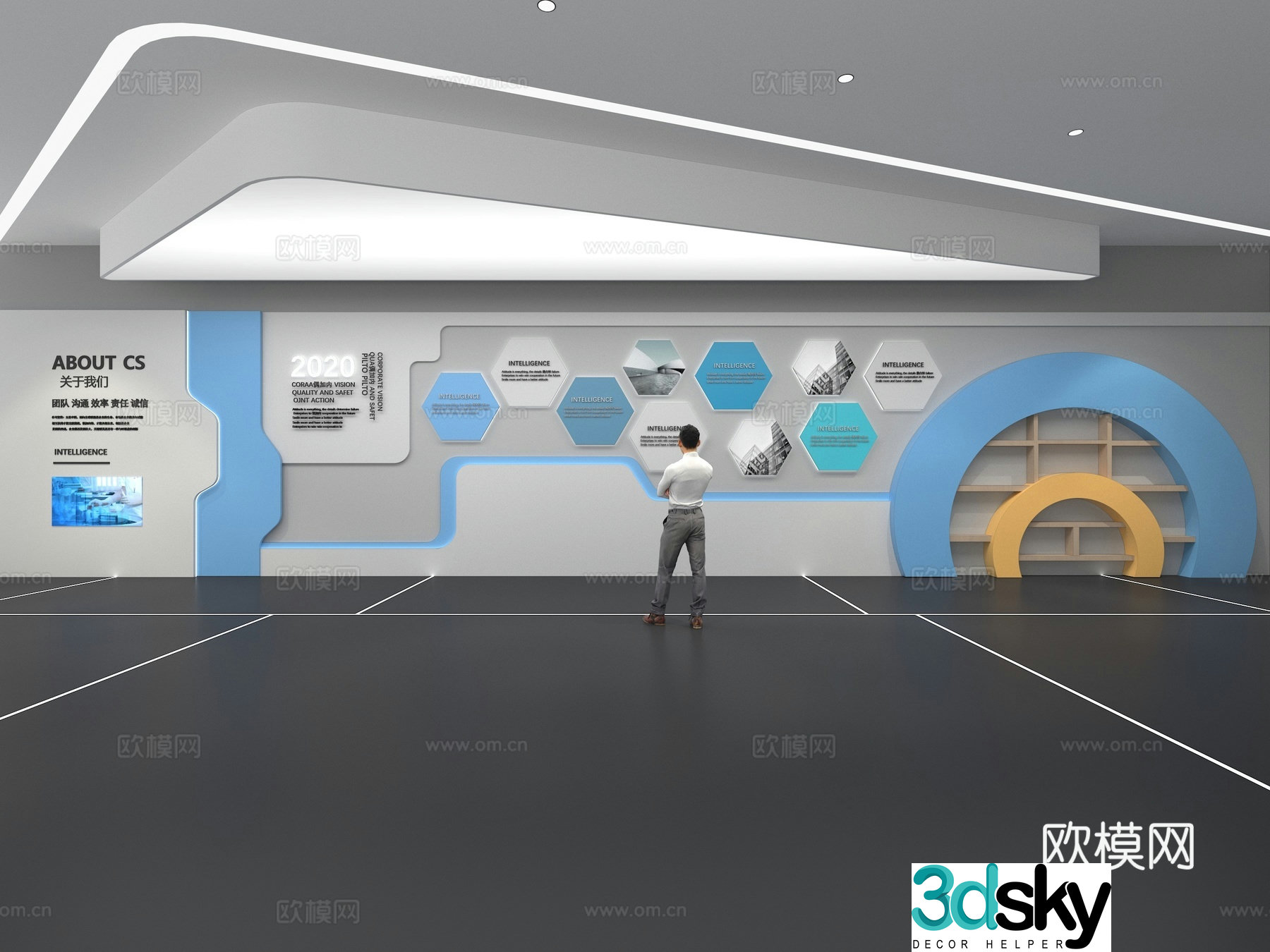 Cultural wall Corporate culture wall Display wall Theme wall Exhibition hall Campus culture Corridor 3D model