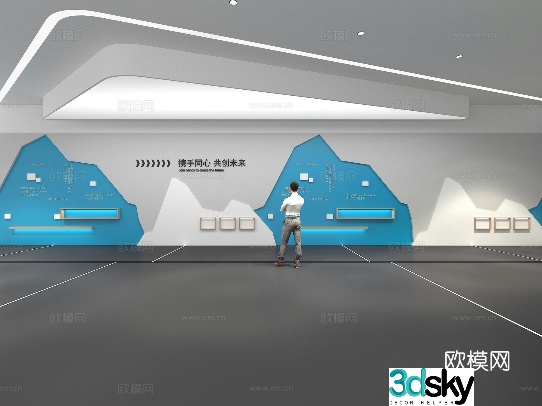Cultural wall Corporate culture wall Display wall Theme wall Exhibition hall Campus culture Corridor 3D model