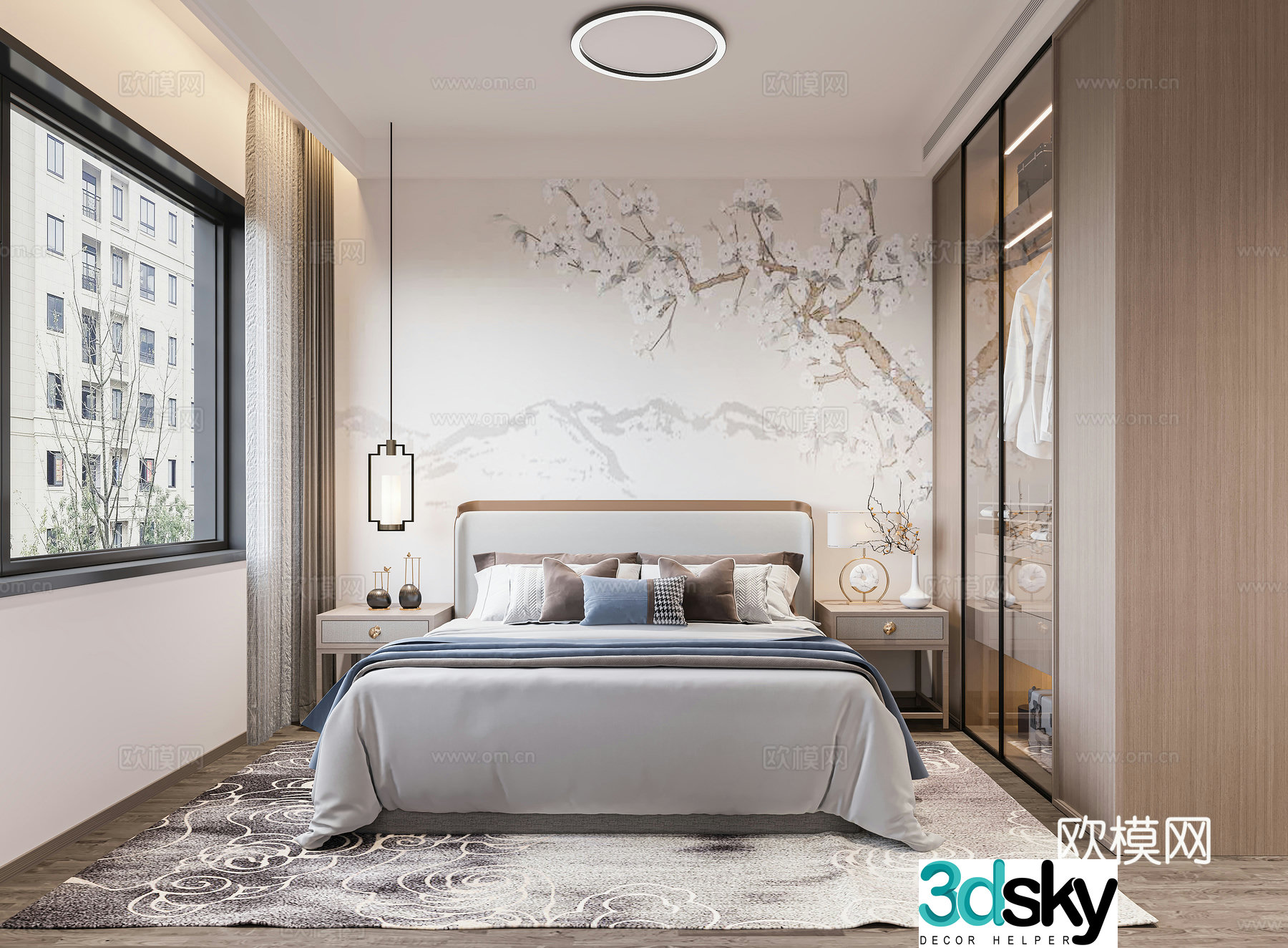 New Chinese bedroom 3D model