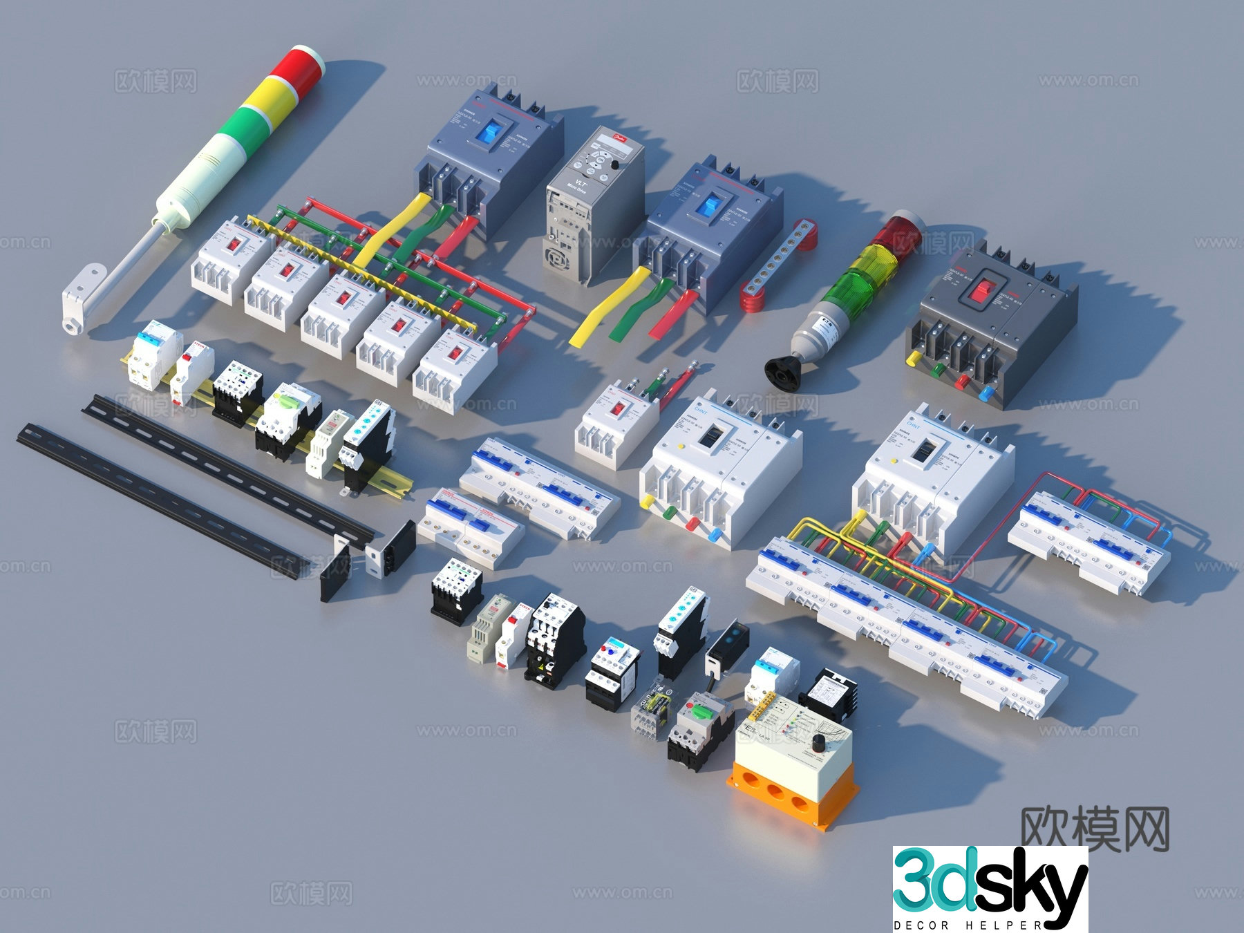 Circuit breaker leakage protection switch air switch wiring module 3d model