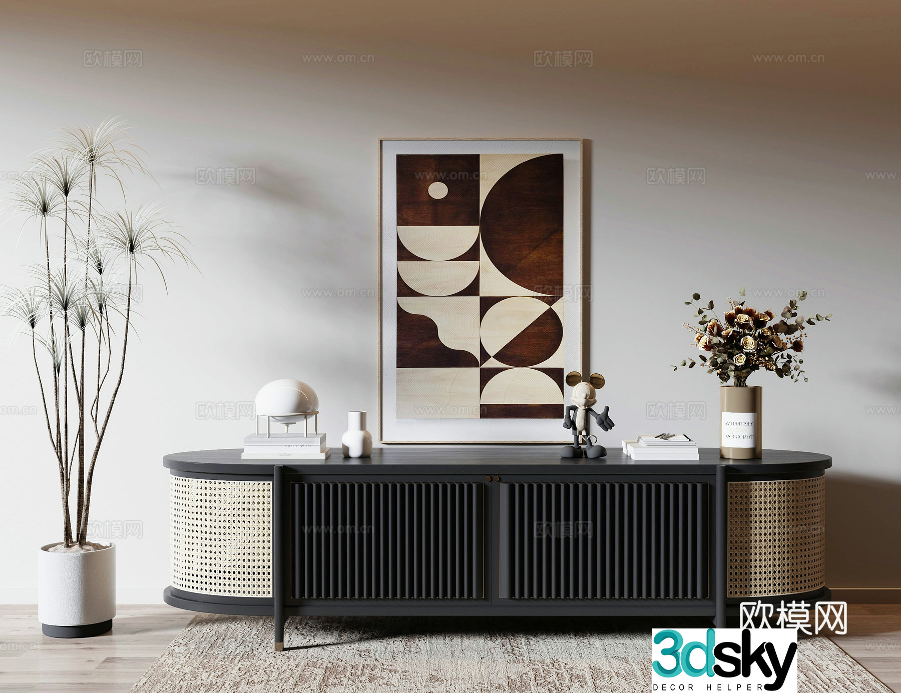 Middle-aged TV cabinet 3D model
