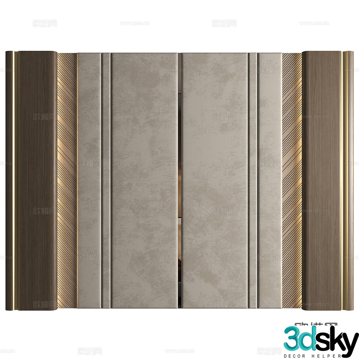 New Chinese style light luxury background wall 3D model