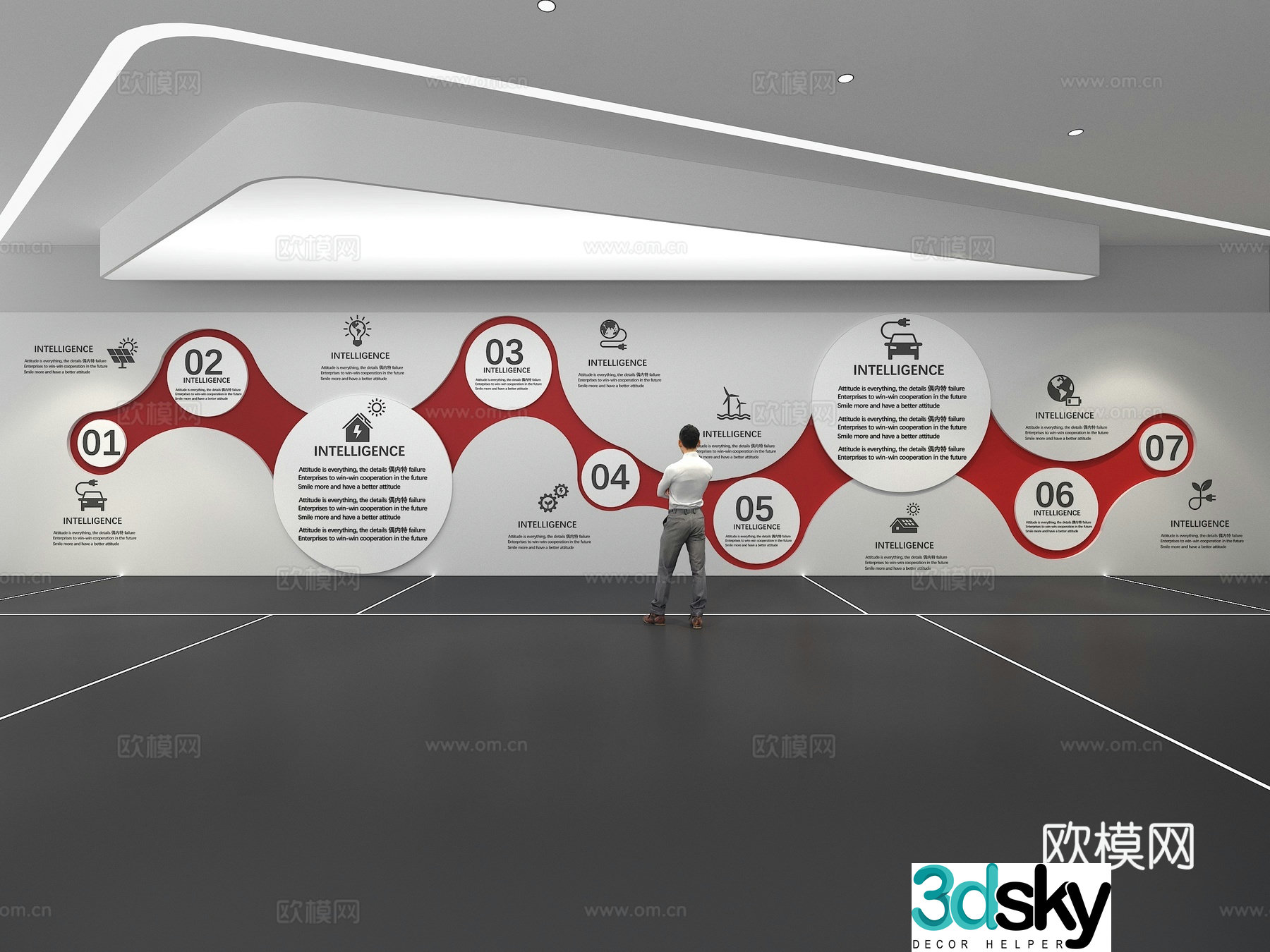 Cultural wall Corporate culture wall Display wall Theme wall Exhibition hall Campus culture Corridor 3D model