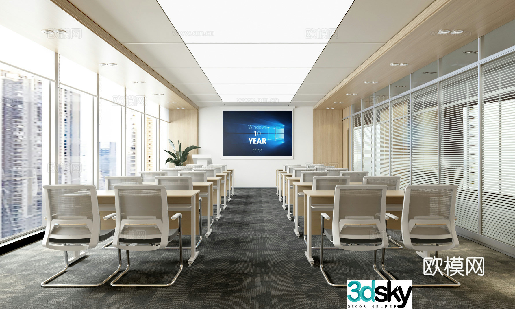 Multifunctional conference room strip table conference room training room classroom 3d model