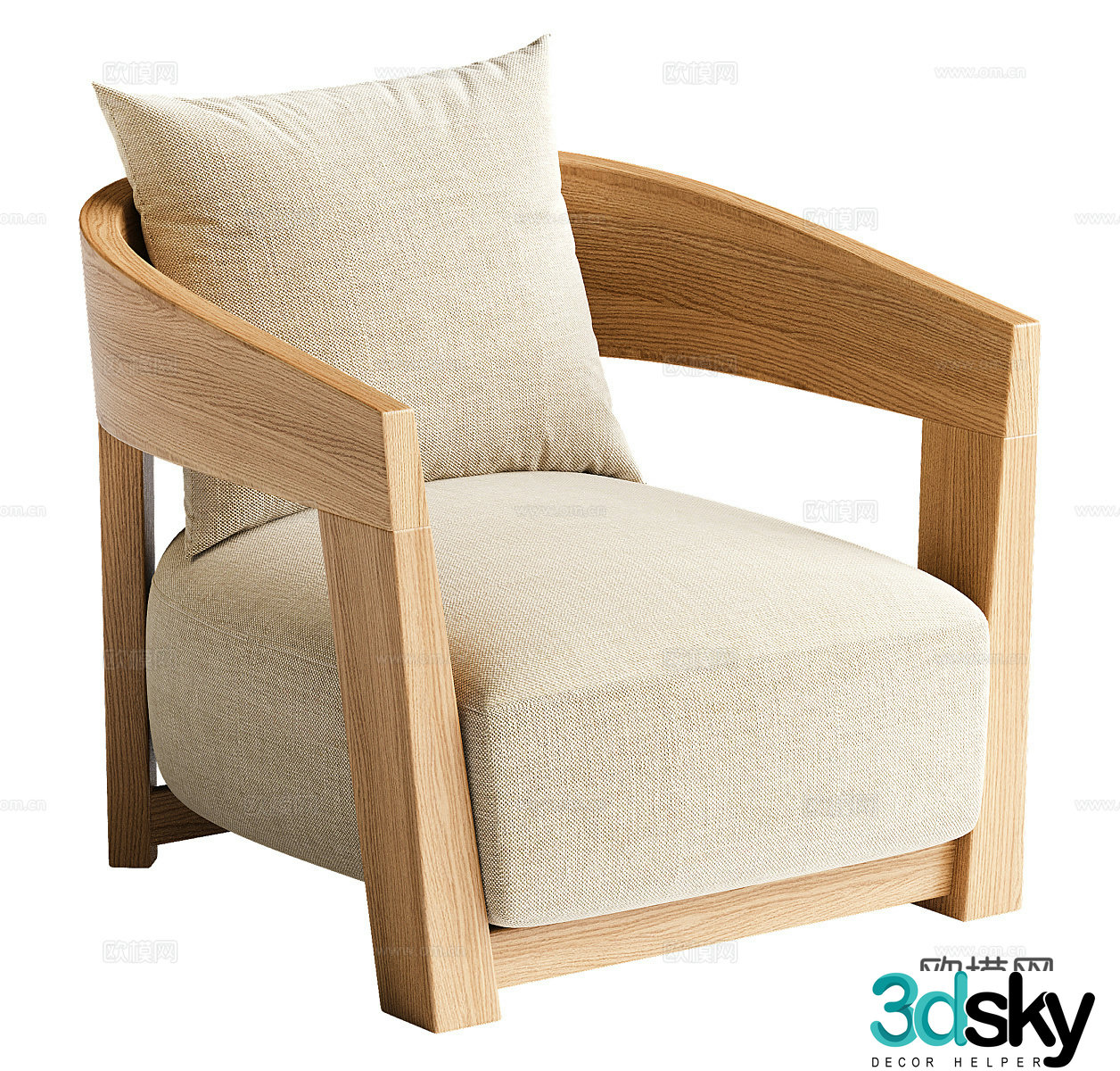 Wasabi single sofa Wasabi single chair B&B single chair Courtyard single chair Armchair Cloth 3D model