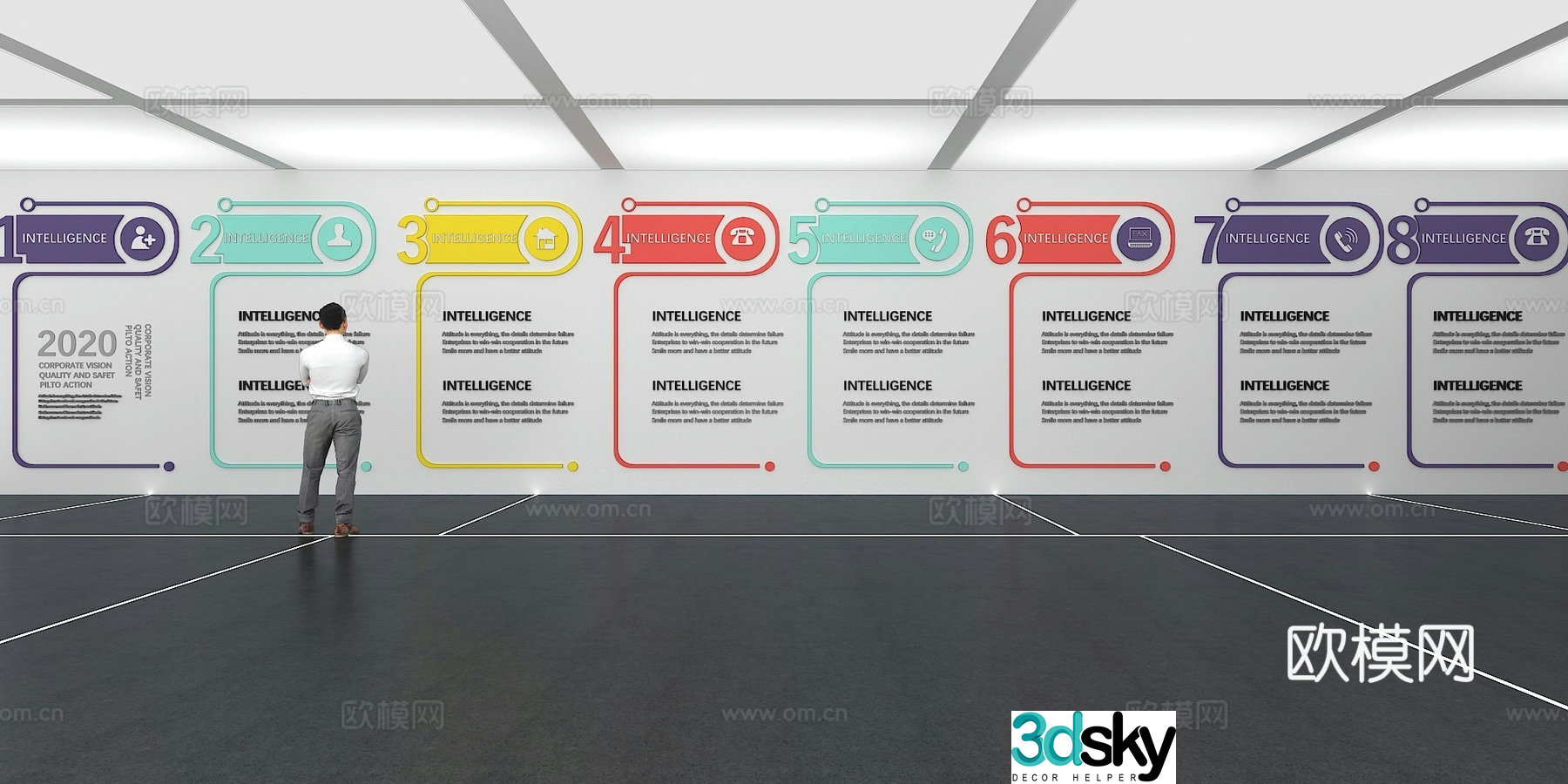 Cultural wall Corporate culture wall Display wall Theme wall Exhibition hall Campus culture Corridor 3D model