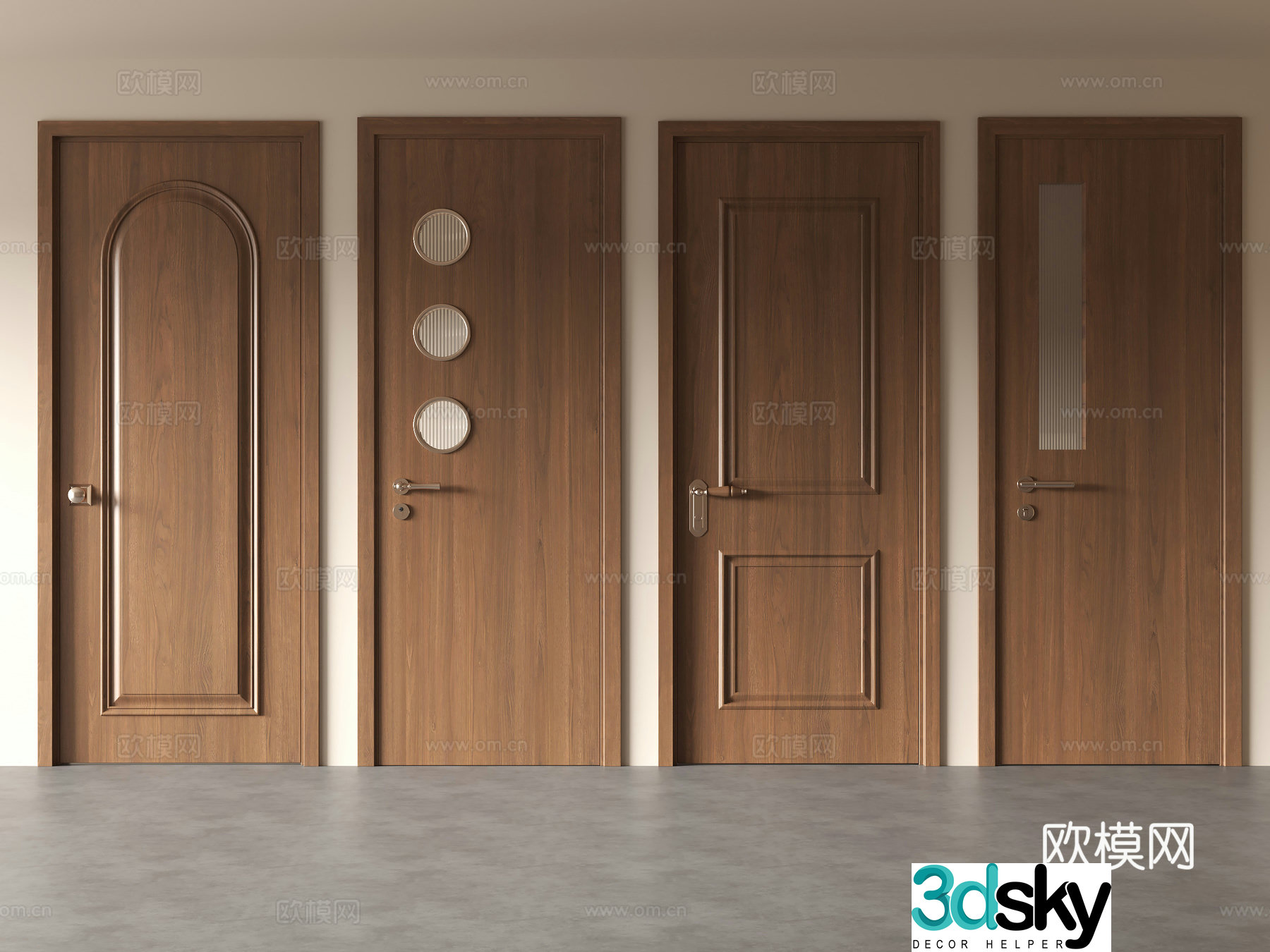 Medium-old single-door bedroom door 3D model