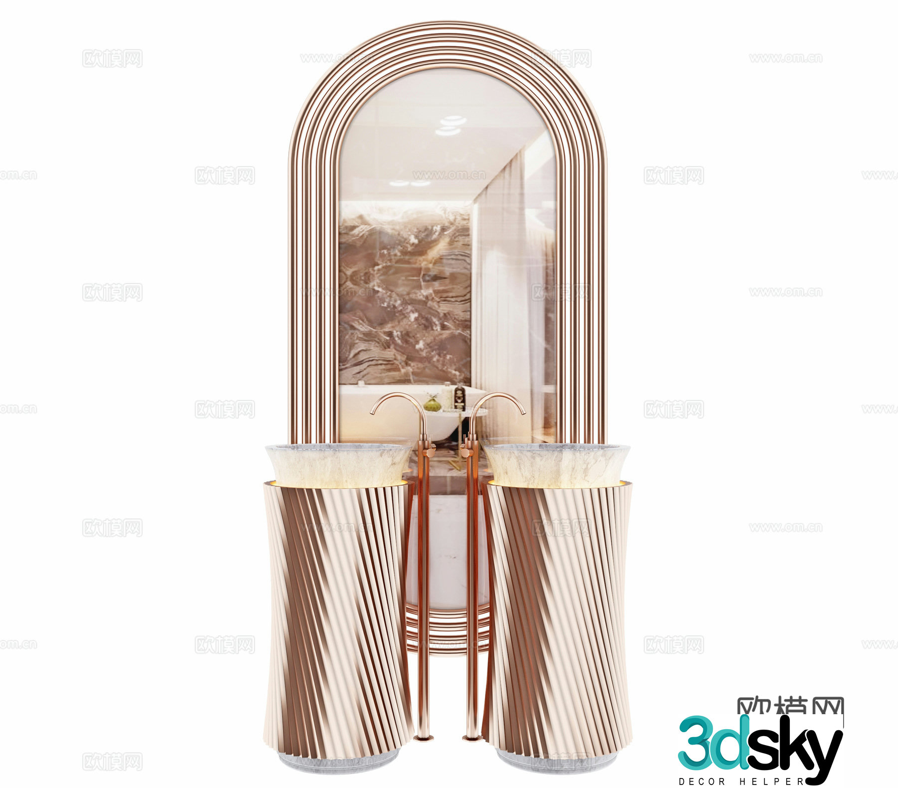 Simplified European hand sink double basin hand sink faucet hotel hand sink public hand sink bathroom 3D model