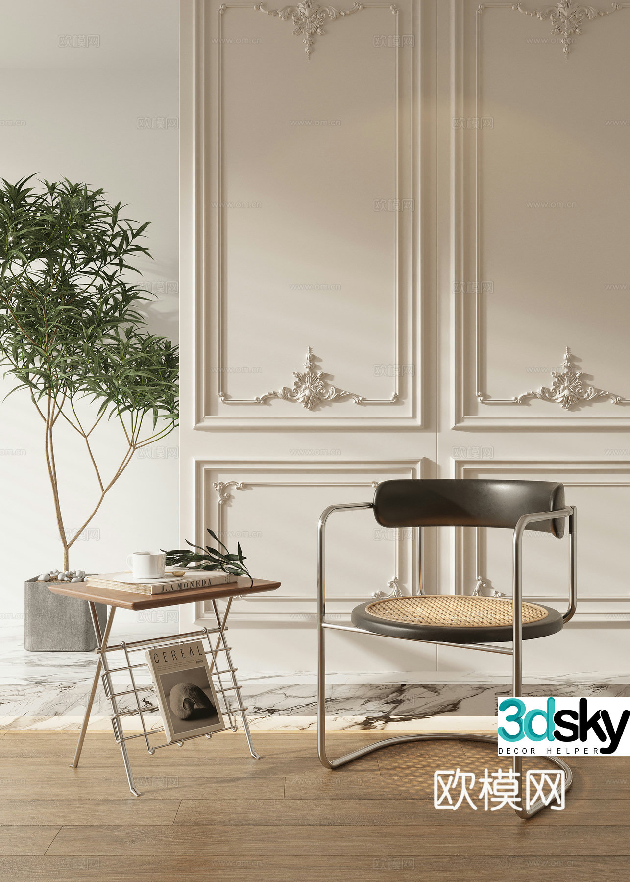French medieval dining chair single chair 3d model