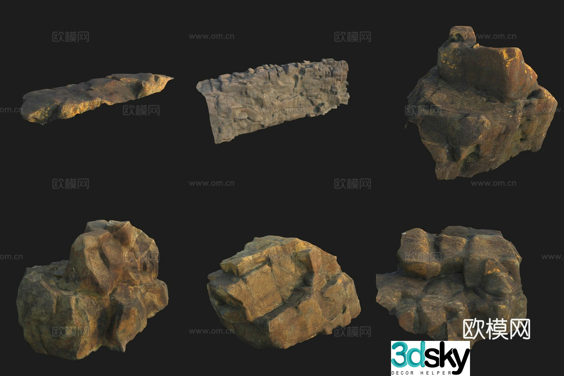 Cliff stone rock boulder 3d model