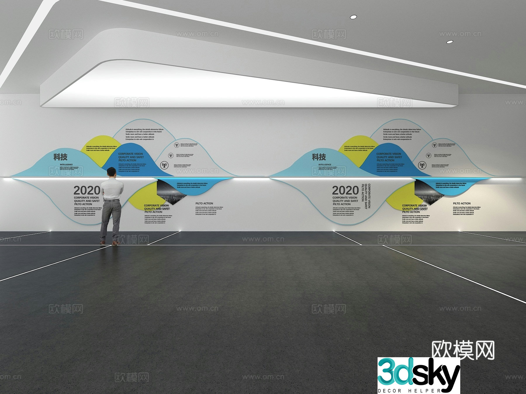 Cultural wall Corporate culture wall Display wall Classroom Exhibition hall Campus culture Corridor 3D model