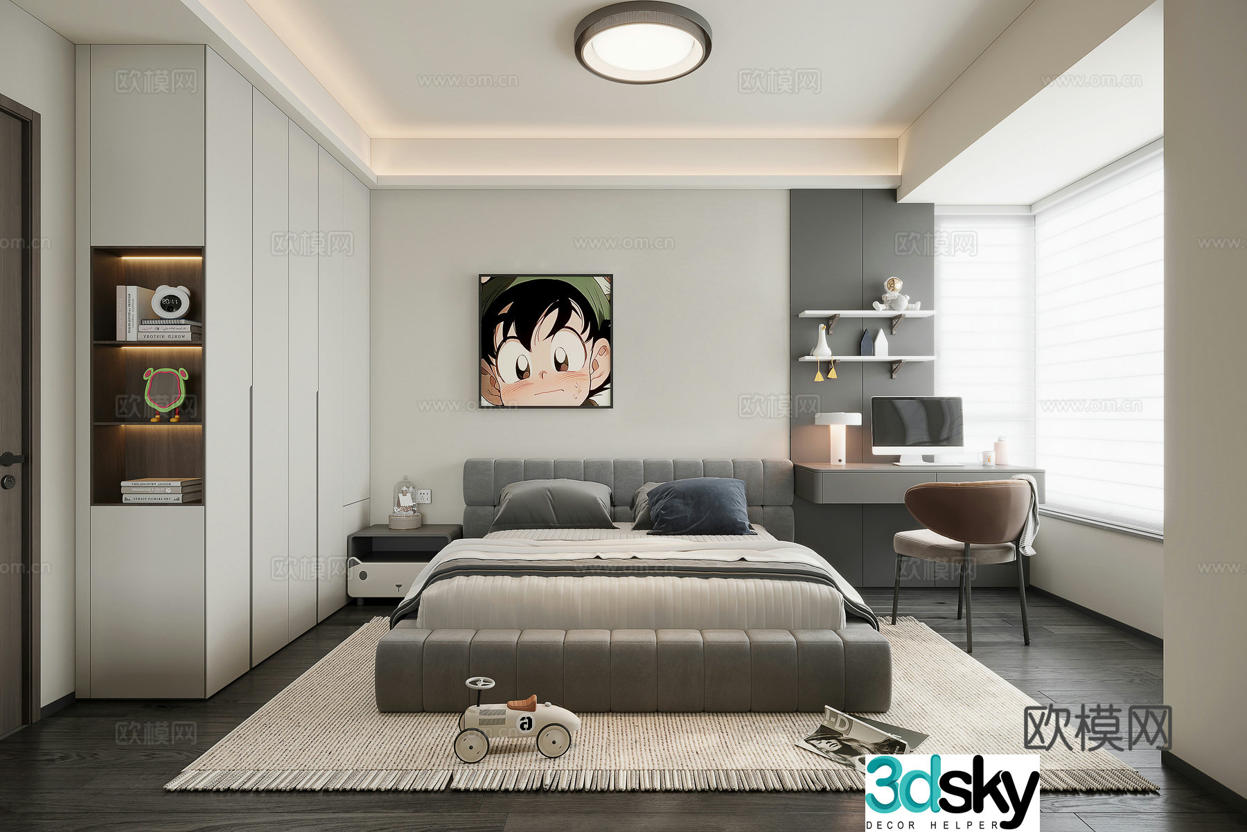 Modern minimalist boy room 3d model