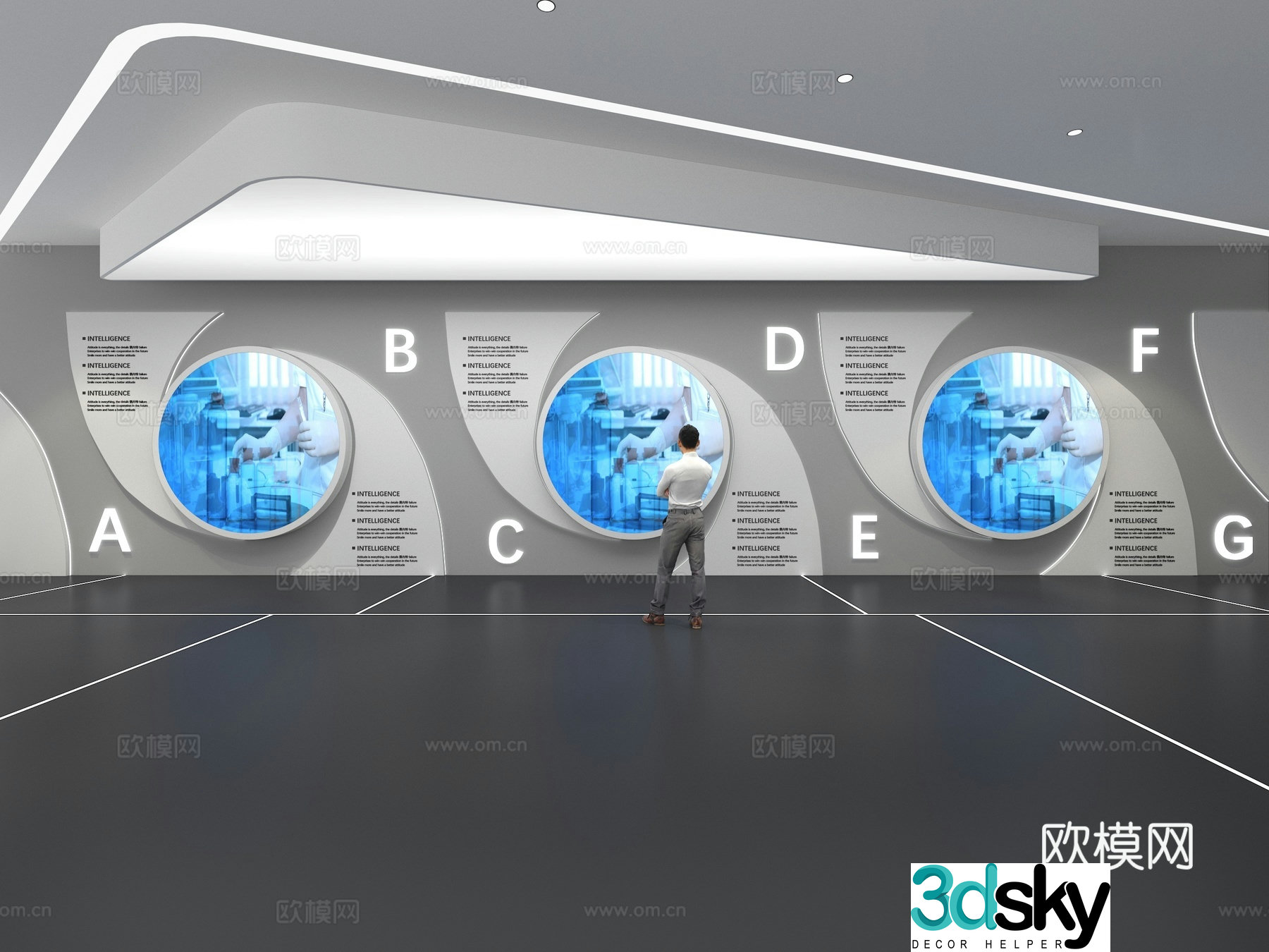 Cultural wall Corporate culture wall Display wall Theme wall Exhibition hall Campus culture Corridor 3D model