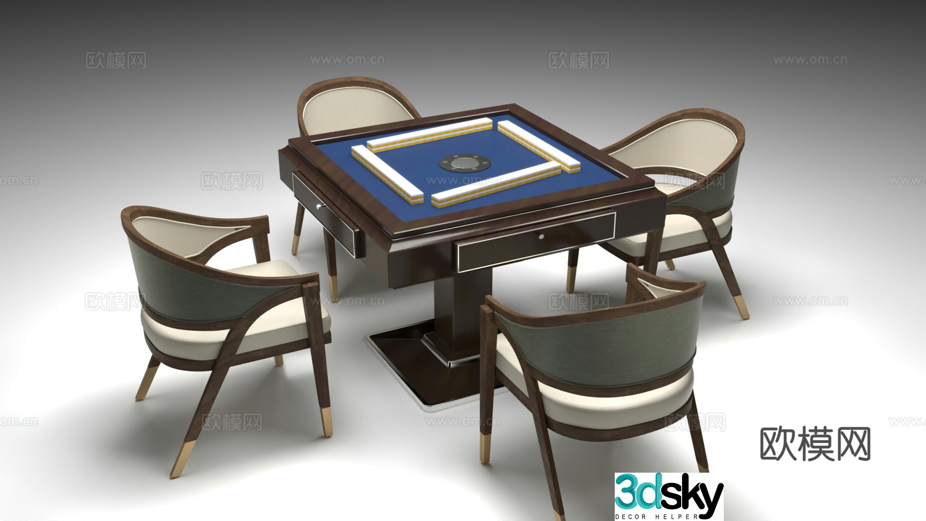 Chess and card room table and chairs Mahjong table Leisure table and chair combination Chess and card table Entertainment table and chair Mahjong machine 3D model