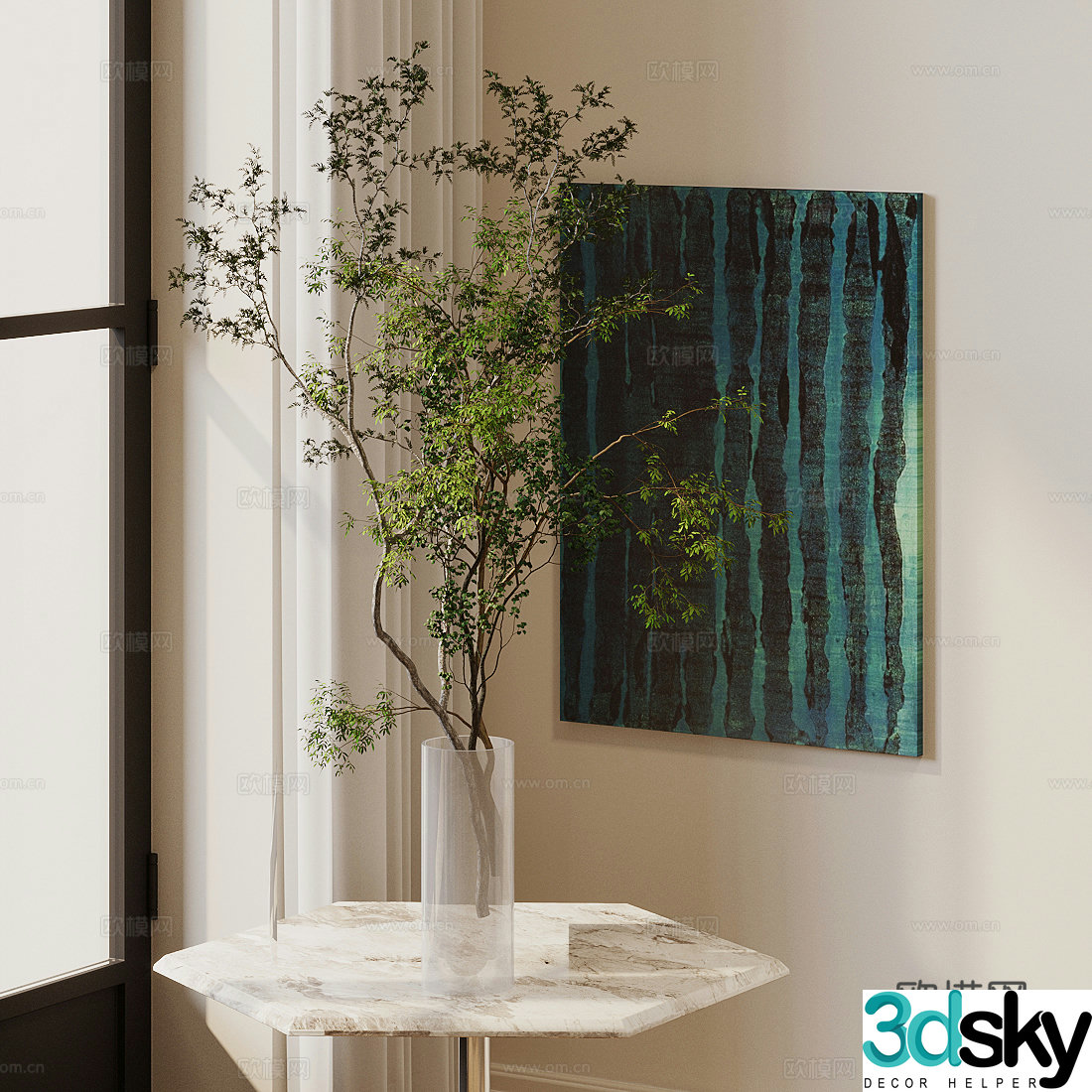 Modern flower art Indoor landscape flower art Fake flower immortal flower Living room dining table vase ornament Vase 3D model