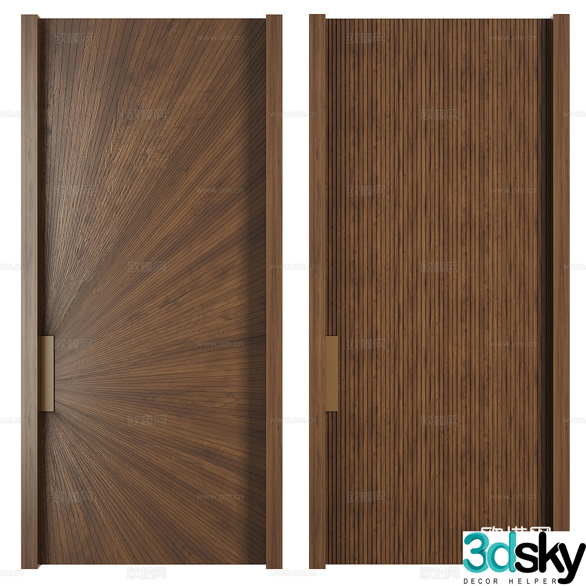 New Chinese style light luxury wooden door 3D model