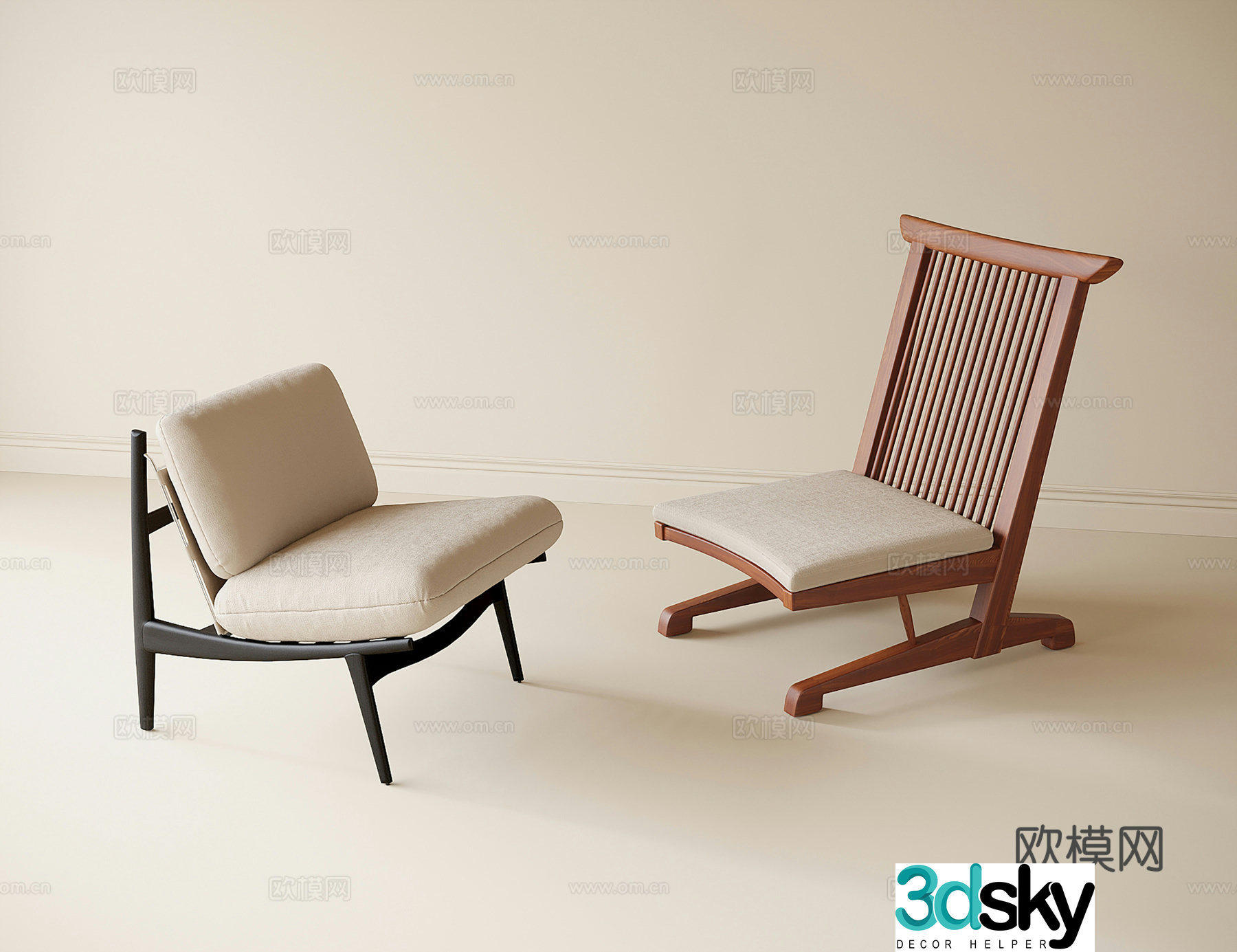 Modern casual chair single chair 3d model