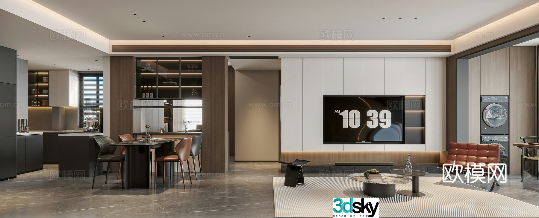 Modern Italian high-end grey living room 3D model