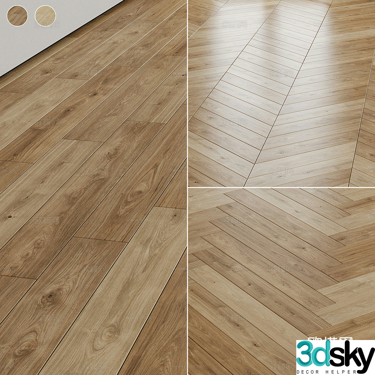 New Chinese style wooden floor 3D model