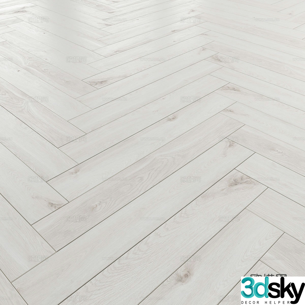 Simple wooden floor White wooden floor Light wooden floor Herringbone matte wooden floor Oak 3d model