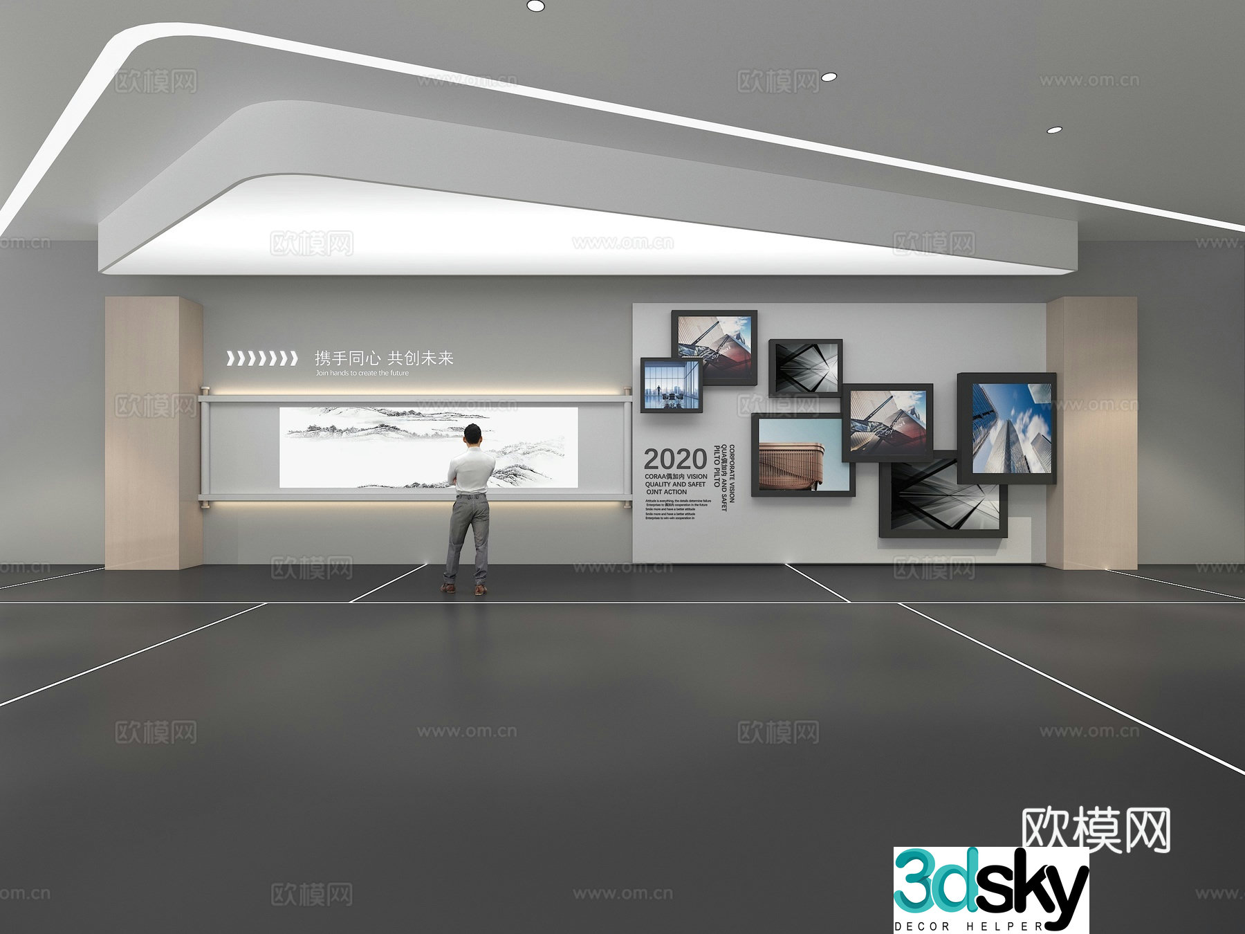 Cultural wall Corporate culture wall Display wall Theme wall Exhibition hall Campus culture Corridor 3D model